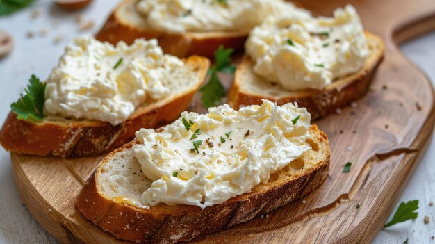 Toasted bread with cream cheese