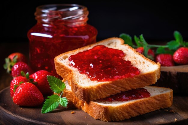 Foto pane tostato con marmellata di fragole