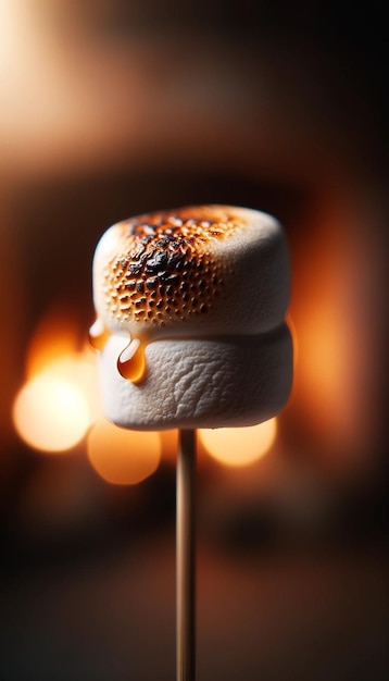 toasted marshmallows blur background focus realistic