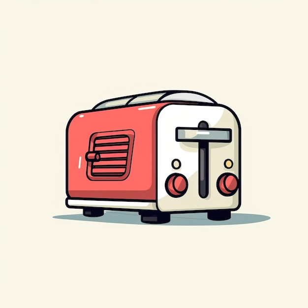 Toaster minimal art style white background high qua