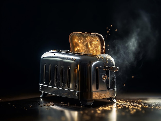 Toaster with a black background