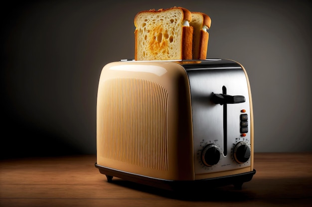 Toaster with crisp golden brown toast on plate