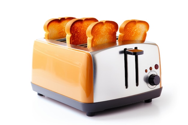 Toasting Perfection A toaster isolated on a clean white background ready to transform slices of bread into delicious golden toast