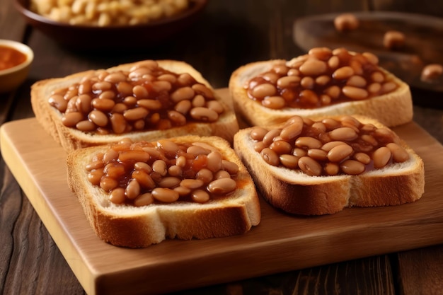Toasts canned beans Snack meal diet healthy tasty nutrition Generate Ai