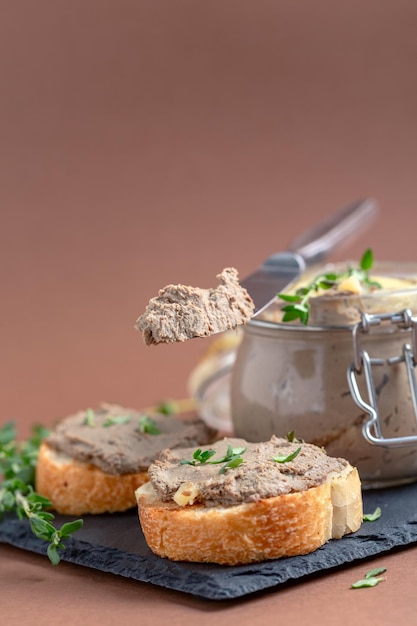 Toasts with homemade liver pate