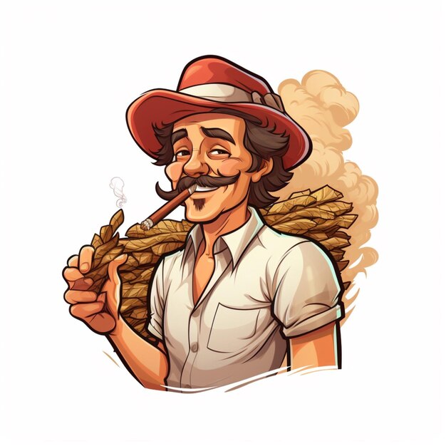 Tobacco 2d cartoon vector illustration on white background