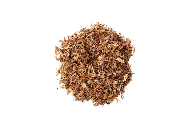 Tobacco isolated on white background top view