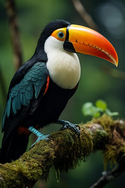 Toco toucan sitting on the tree branch