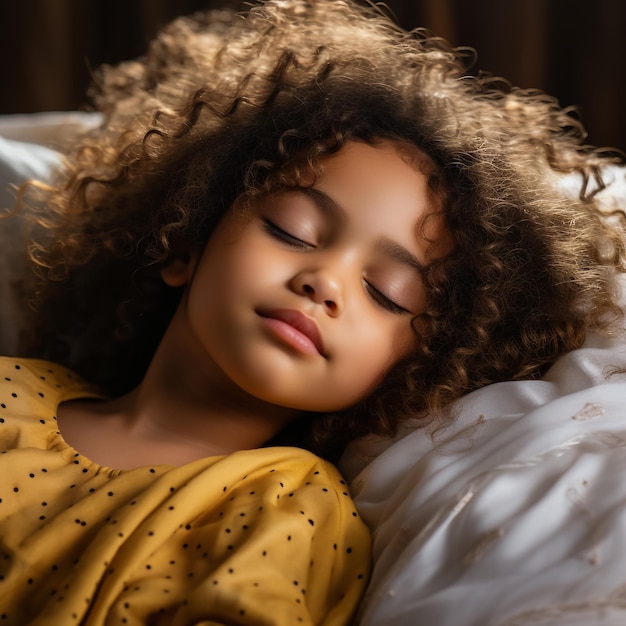 Photo toddler girl is sleeping covered with a blanket