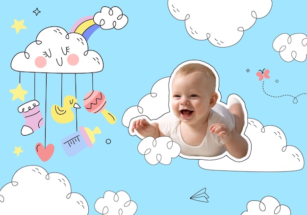 Toddler panoramic banner composition