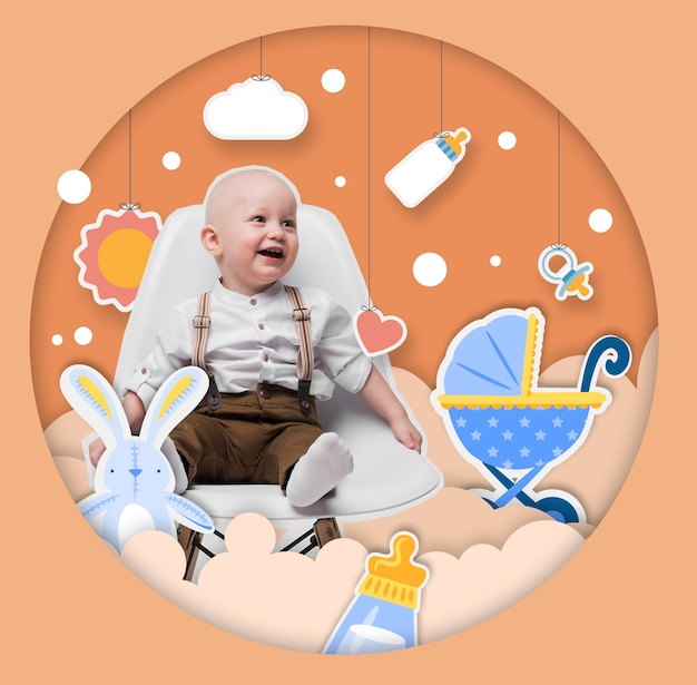 Toddler panoramic banner composition