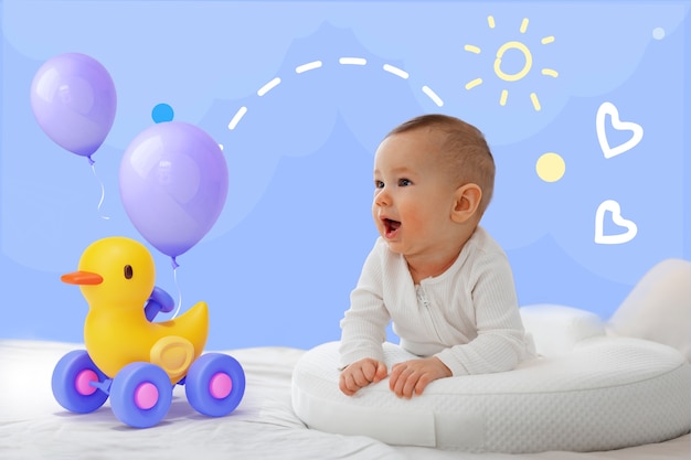 Toddler panoramic banner composition