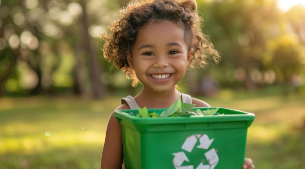 Toddler recycle and volunteer cleaning the park for environmental awareness and sustainability