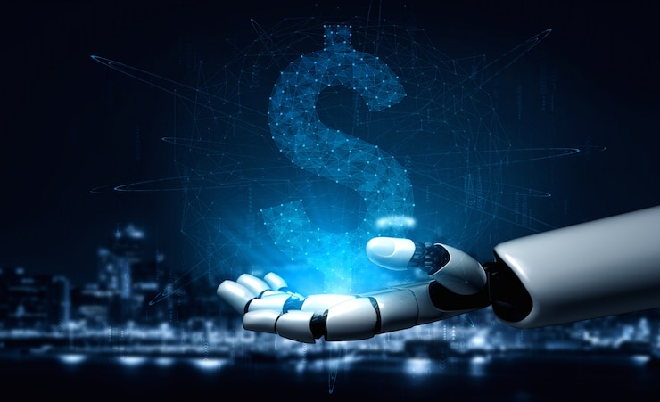 Foto toekomstige kunstmatige intelligentie robot en cyborg.