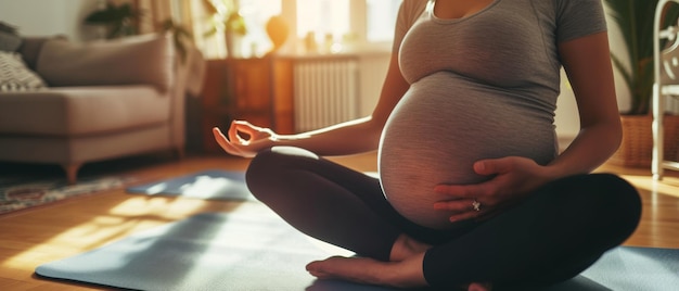 Toekomstige moeders beoefenen prenatale yoga om vrede te vinden en zich voor te bereiden op het moederschap in een serene thuisomgeving