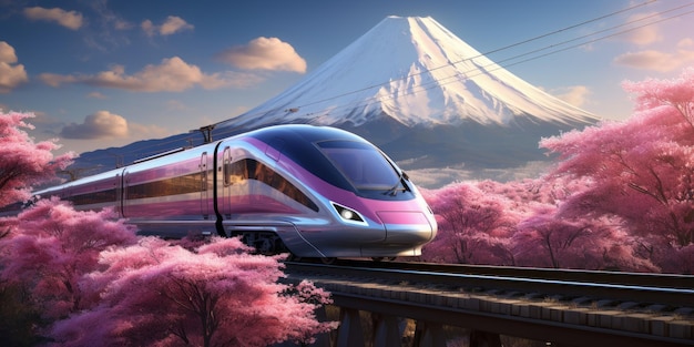 Toekomstige Shinkansen met Fuji op de achtergrond