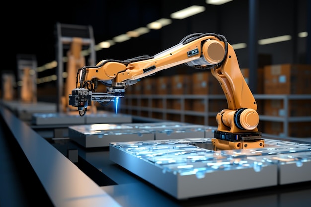 Toekomstige technologie AI-armrobot voor efficiënte export en import van productproductie