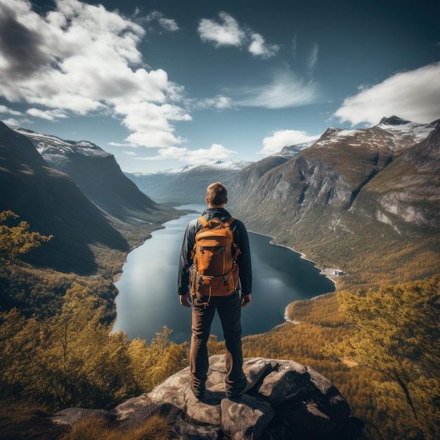 Toerist in de fjord