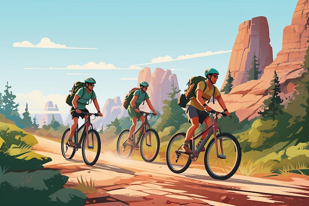 toeristen fietsen in de bergen