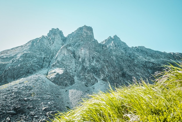 Toeristen wandelen in de Grote Koude Vallei naar het Zbojnicka-huisje in Hoge Tatra, Slowakije