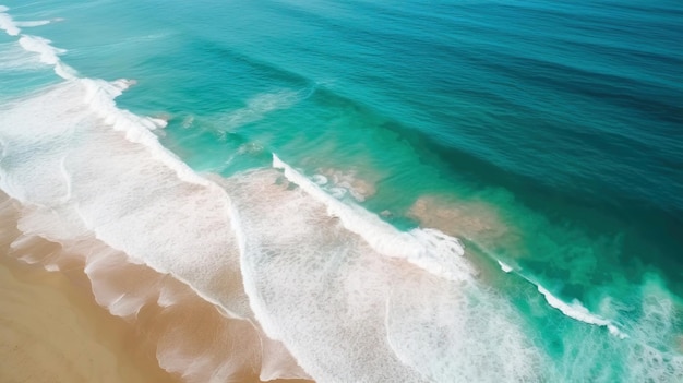 Toeristisch exotisch strand van hoogte romantisch landschap Zee golven wassen kust Turquoise schuimend water op