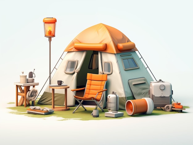 Foto toeristische tent 3d kampeerconcept