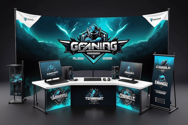 Toernooi Branding Showcase Voeg het logo toe aan gaming setups jerseys en evenementbanners