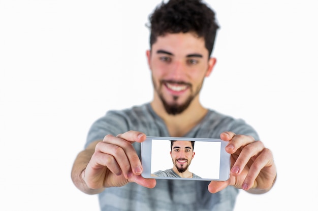 Toevallige mens die een selfie neemt