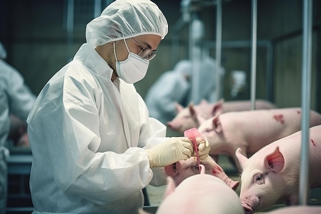 Foto toewijding van een ervaren dierenarts aan dierenverzorging generatief door ai