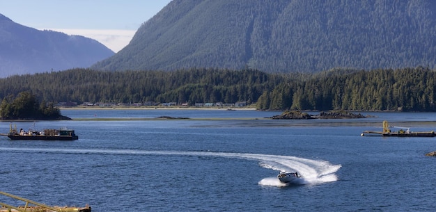 Tofino vancouver eiland brits columbia canada uitzicht op het Canadese berglandschap