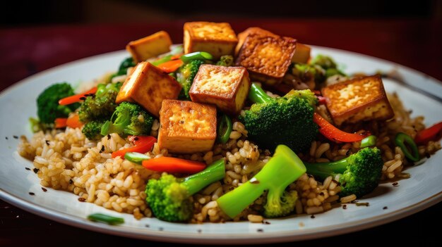 Tofu brown rice white