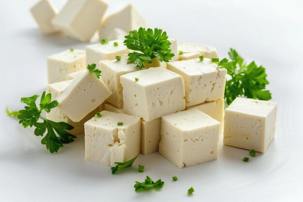 Photo tofu cheese on white background