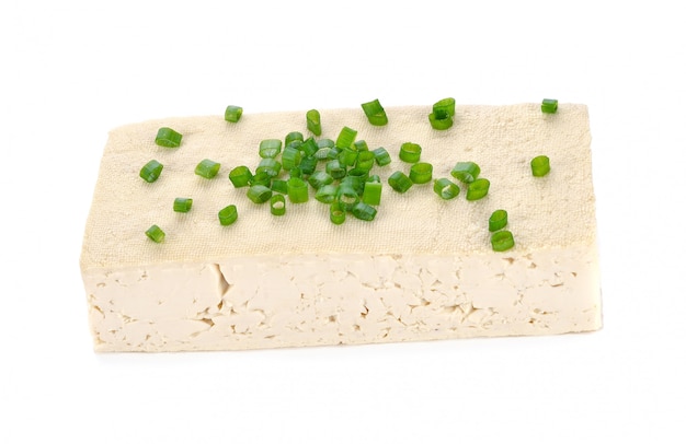 Tofu cheese on white background