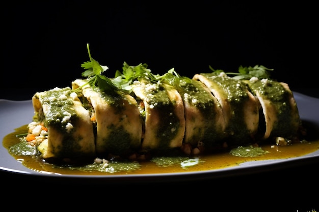 Tofu enchiladas met salsa verde