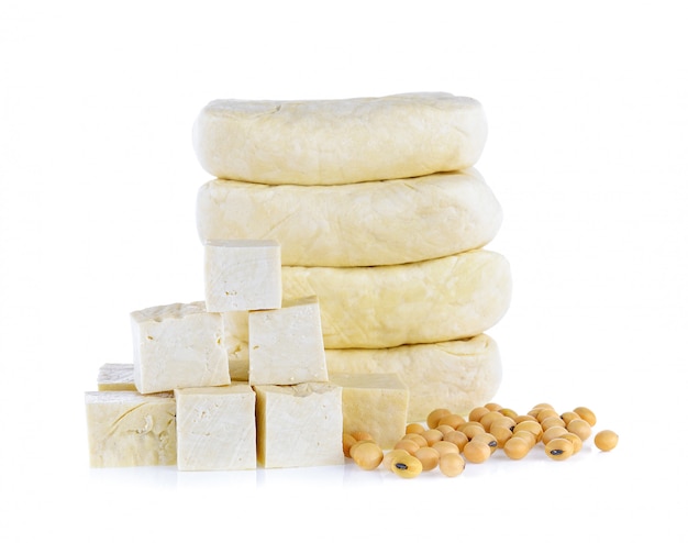 Tofu and soy isolated on white background