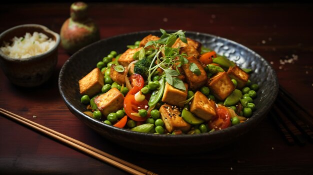 Tofu stirfry met edamame Azië