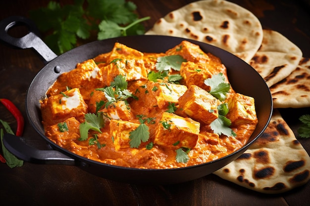 Photo tofu tikka masala with fluffy basmati rice