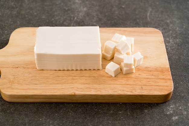 tofu on wooden board