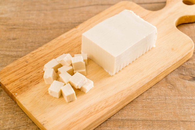 tofu on wooden board