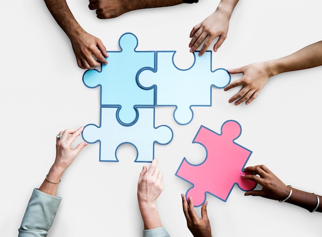 Foto gioco di puzzle di togetherness connection teamwork