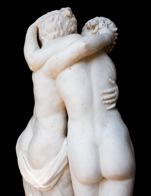 Togetherness emotion Statue of two people embracing with passion