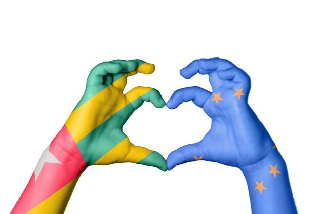 Togo European Union Heart Hand gesture making heart Clipping Path