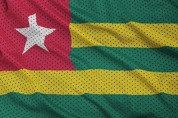 Togo flag printed on a polyester nylon sportswear mesh fabric