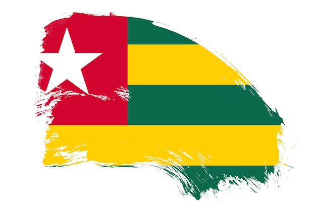 Togo flag on white background with abstract paint brush texture effect