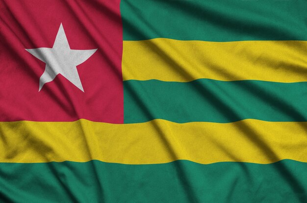 Togo flag with many folds. 