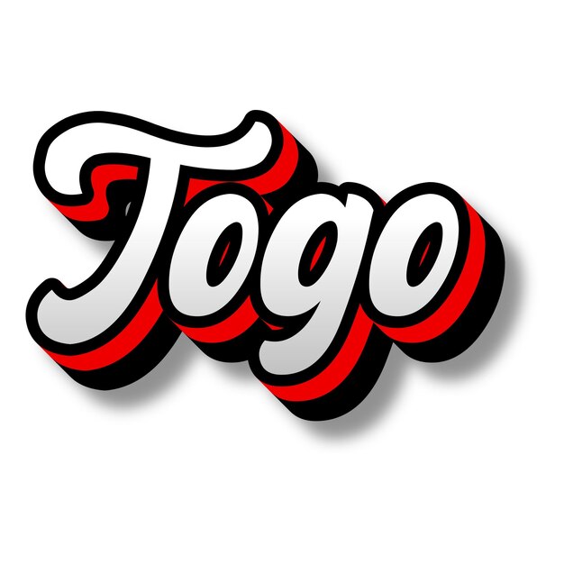 トーゴ 3D テキスト シルバー レッド ブラック ホワイト 背景写真 JPG