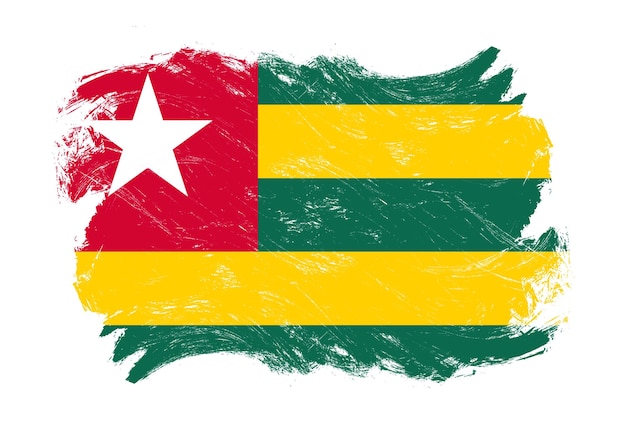 Togo vlag op noodlijdende grunge witte penseelstreek achtergrond