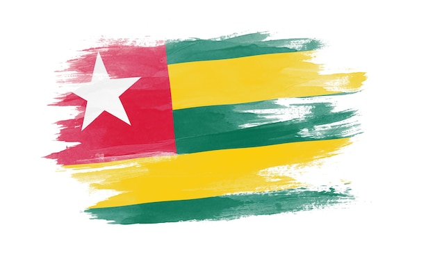 Togo vlag penseelstreek, nationale vlag op witte achtergrond