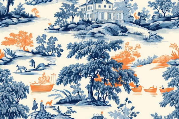 Toile seamless pattern