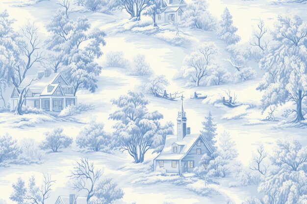 Photo toile wallpaper snow architecture drawing winter